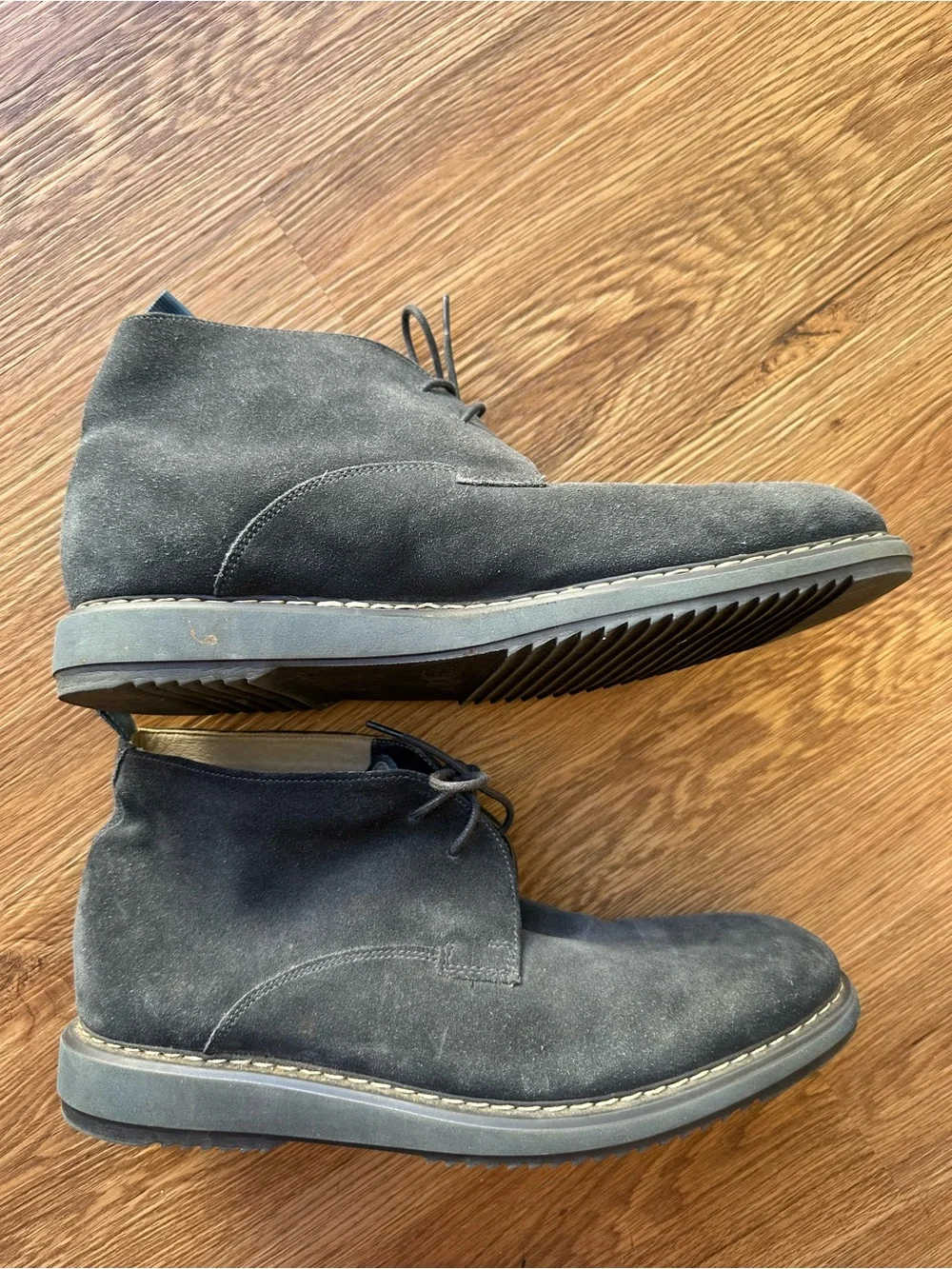 Clarks Original Desert Boots Mens 10 Navy Blue Suede Chukka Lace Up Almond Toe